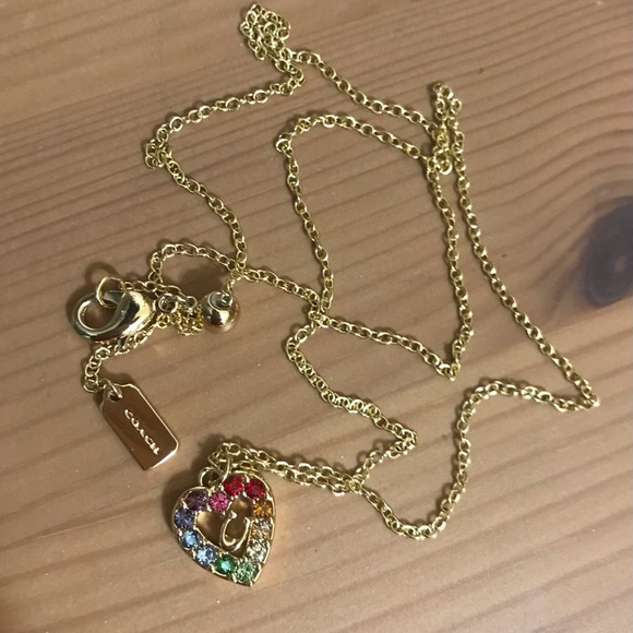 🌈 Rainbow Pave Sculpted Signature Heart Slider Necklace * Special Edition *💕 - Picture 2 of 7